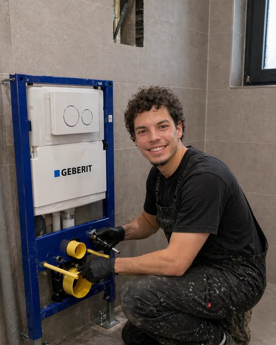 Strobel Sanitär im Einsatz – Bad-Installation mit Vorwandelement