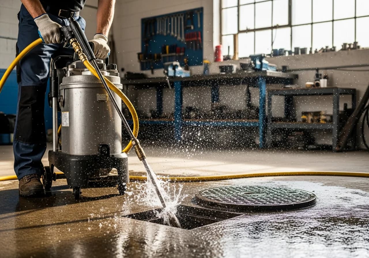 Hochdruckreinigung eines Rohres