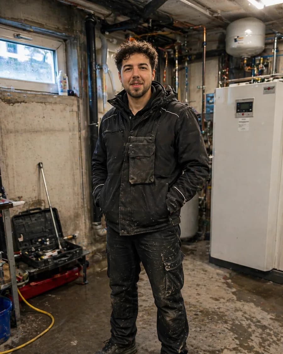 Philipp Schmid im Heizungs- und Leitungsbau